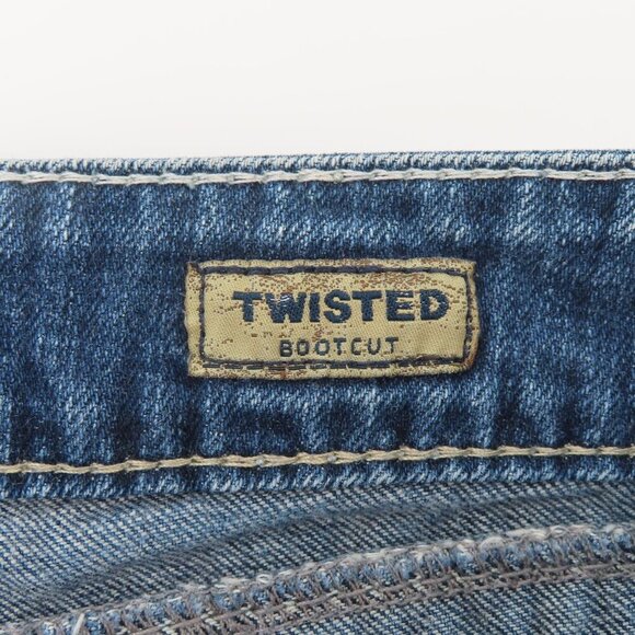 Silver Jeans Women 5 Twisted Bootcut Distressed Denim Solid Blue White Seams - Picture 11 of 15